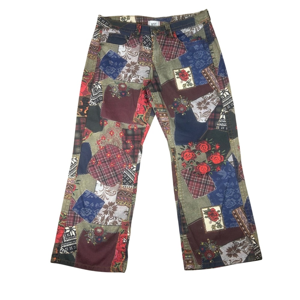 BDG Urban Outfitters Patchwork Jeans Mens 33 Multicolor Floral Plaid OB2398123
